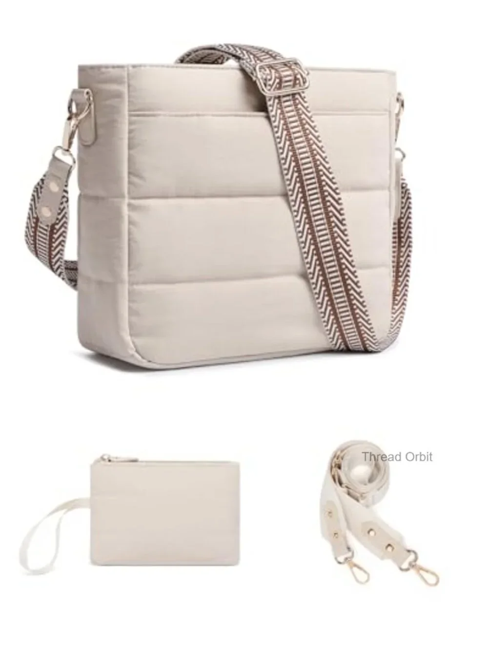 Women's Puffer Quilted Crossbody Hobo Bag with Coin Wallet, 2 Straps